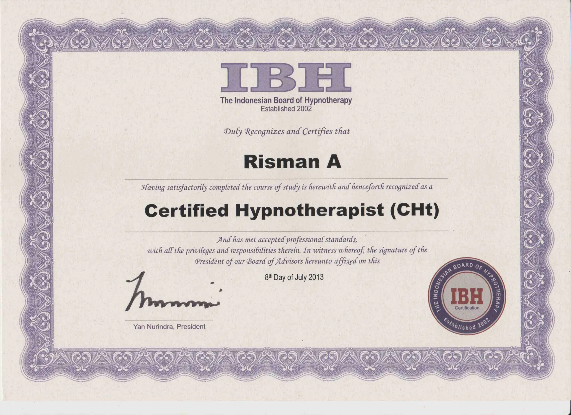 CH certified hypnotherapy IBH